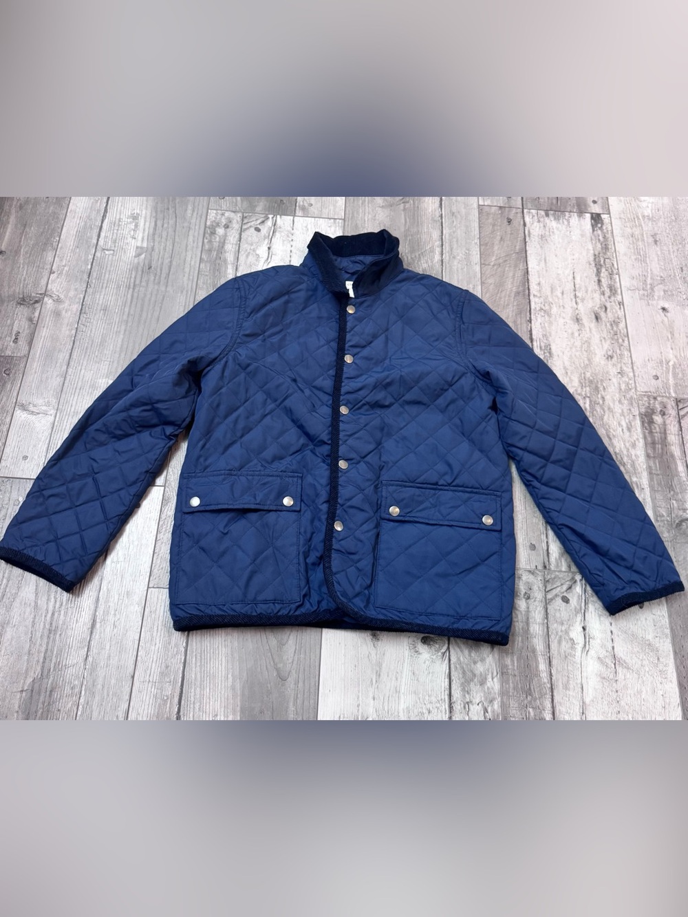 Crewcuts Quilted Button Down Boys Jacket Navy Blue Classic 10